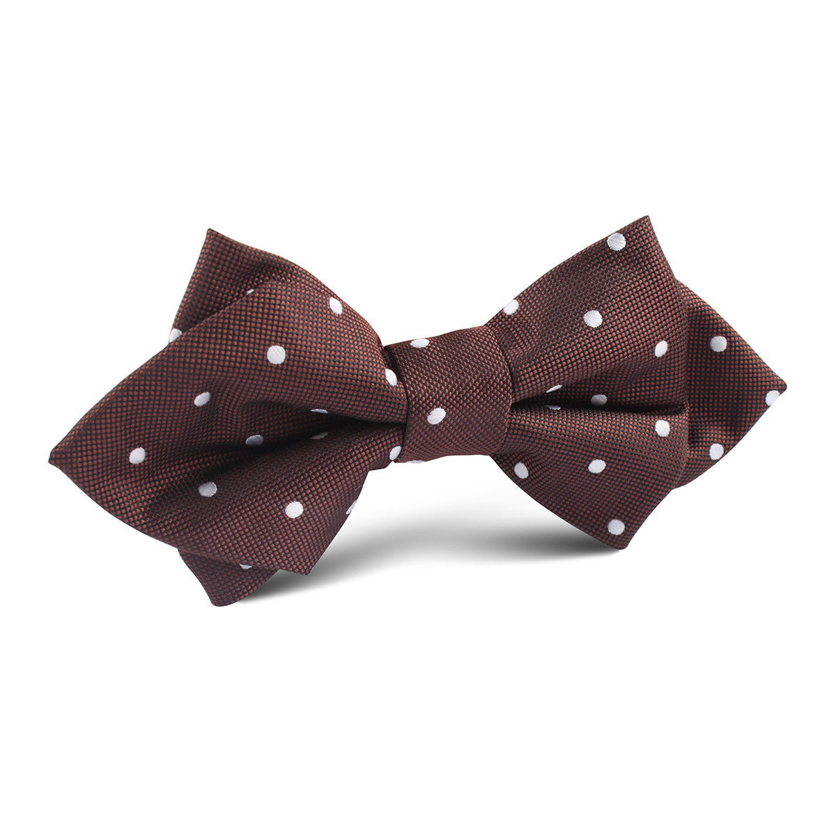 Brown with White Polka Dots Diamond Bow Tie