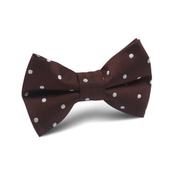 Brown with White Polka Dots Kids Bow Tie