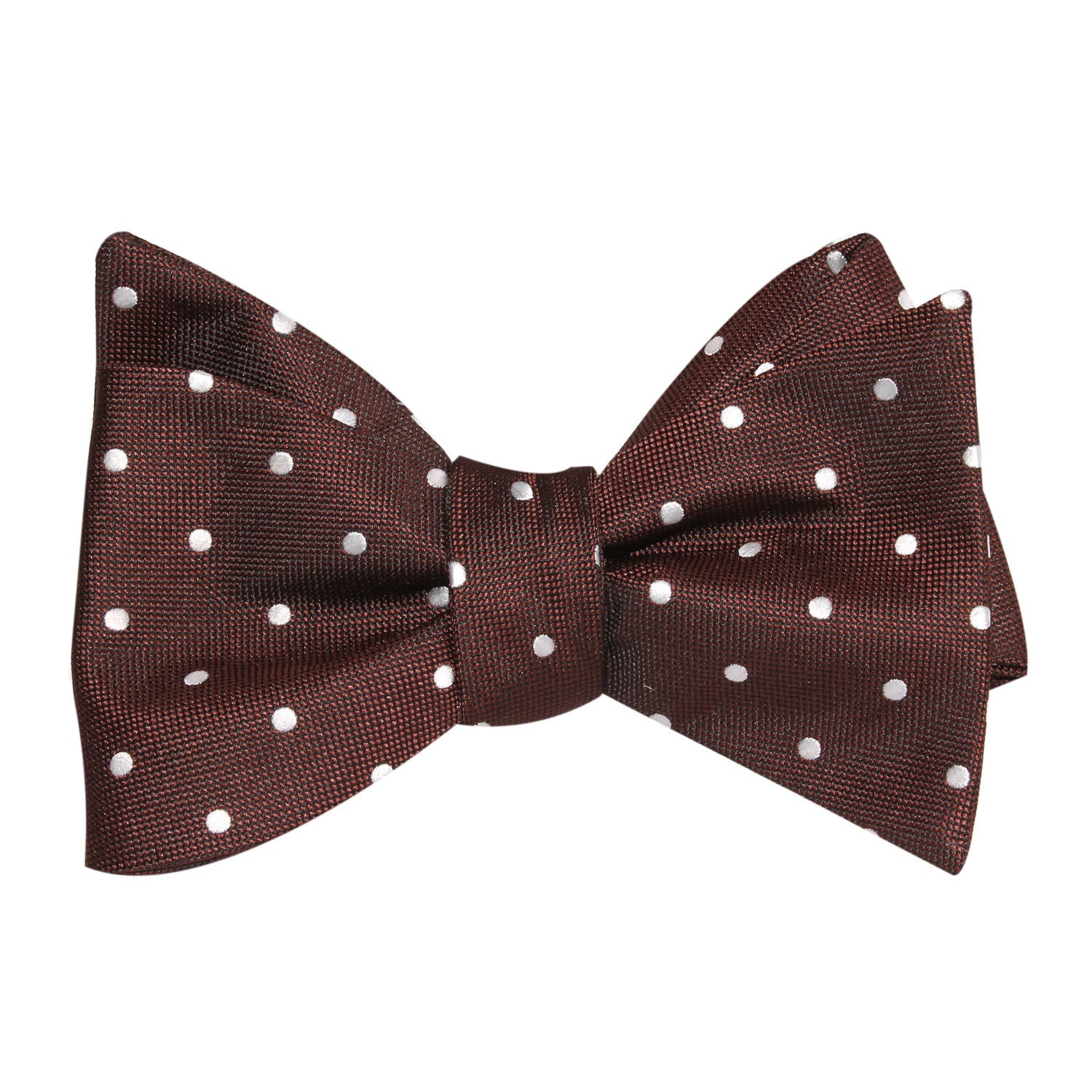 Brown with White Polka Dots Self Tie Bow Tie 1