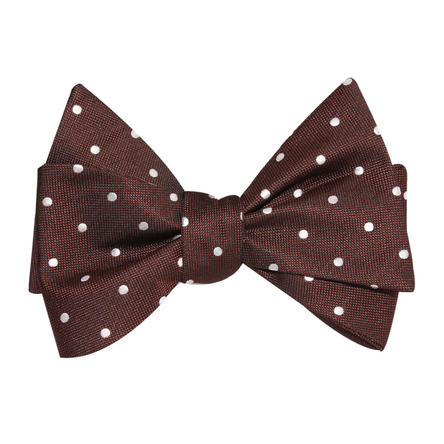Brown with White Polka Dots Self Tie Bow Tie 2