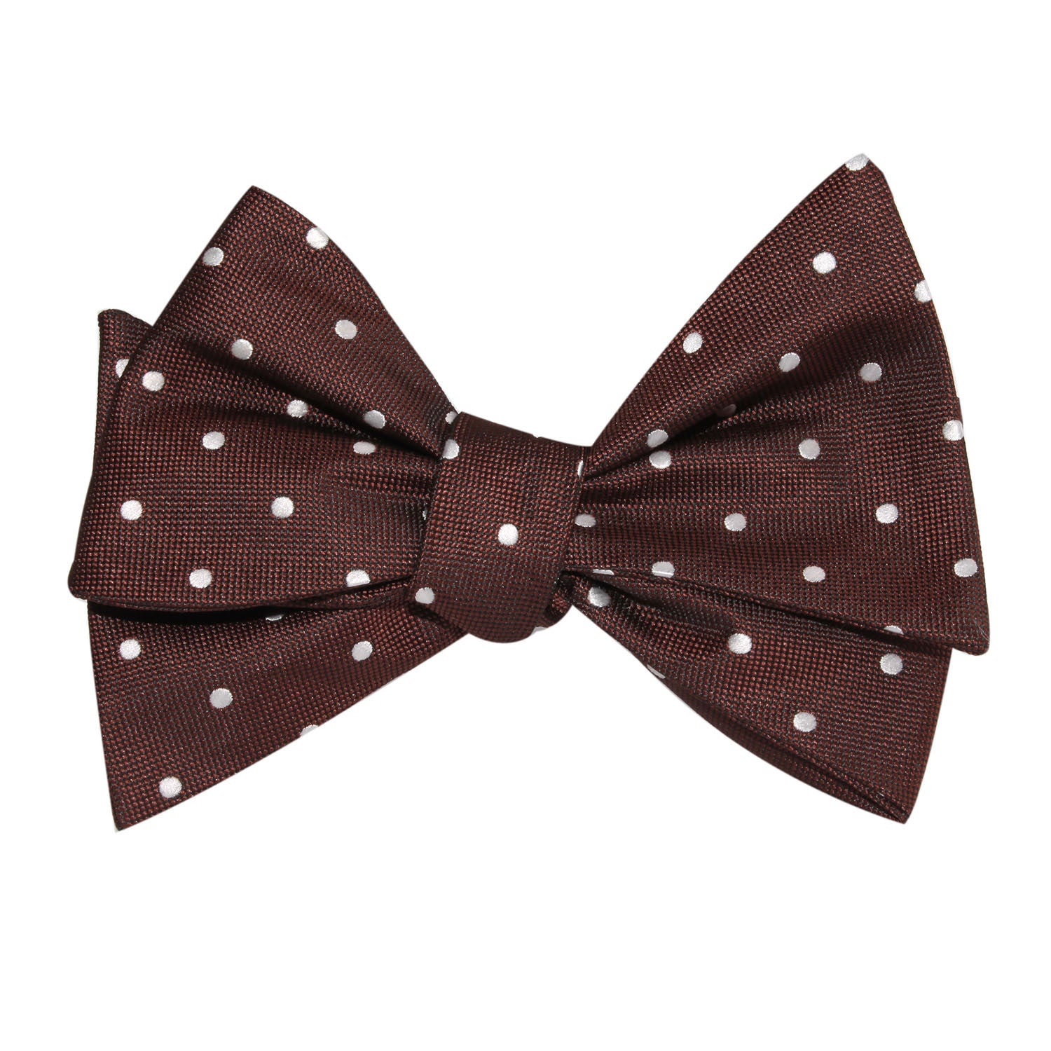 Brown with White Polka Dots Self Tie Bow Tie 3