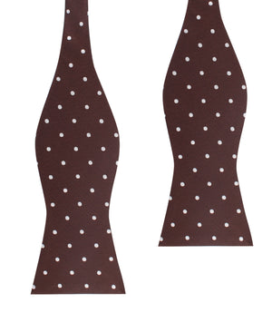 Brown with White Polka Dots Self Tie Bow Tie