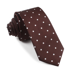 Brown with White Polka Dots Skinny Tie