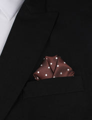 Brown with White Polka Dots Winged Puff Pocket Square Fold