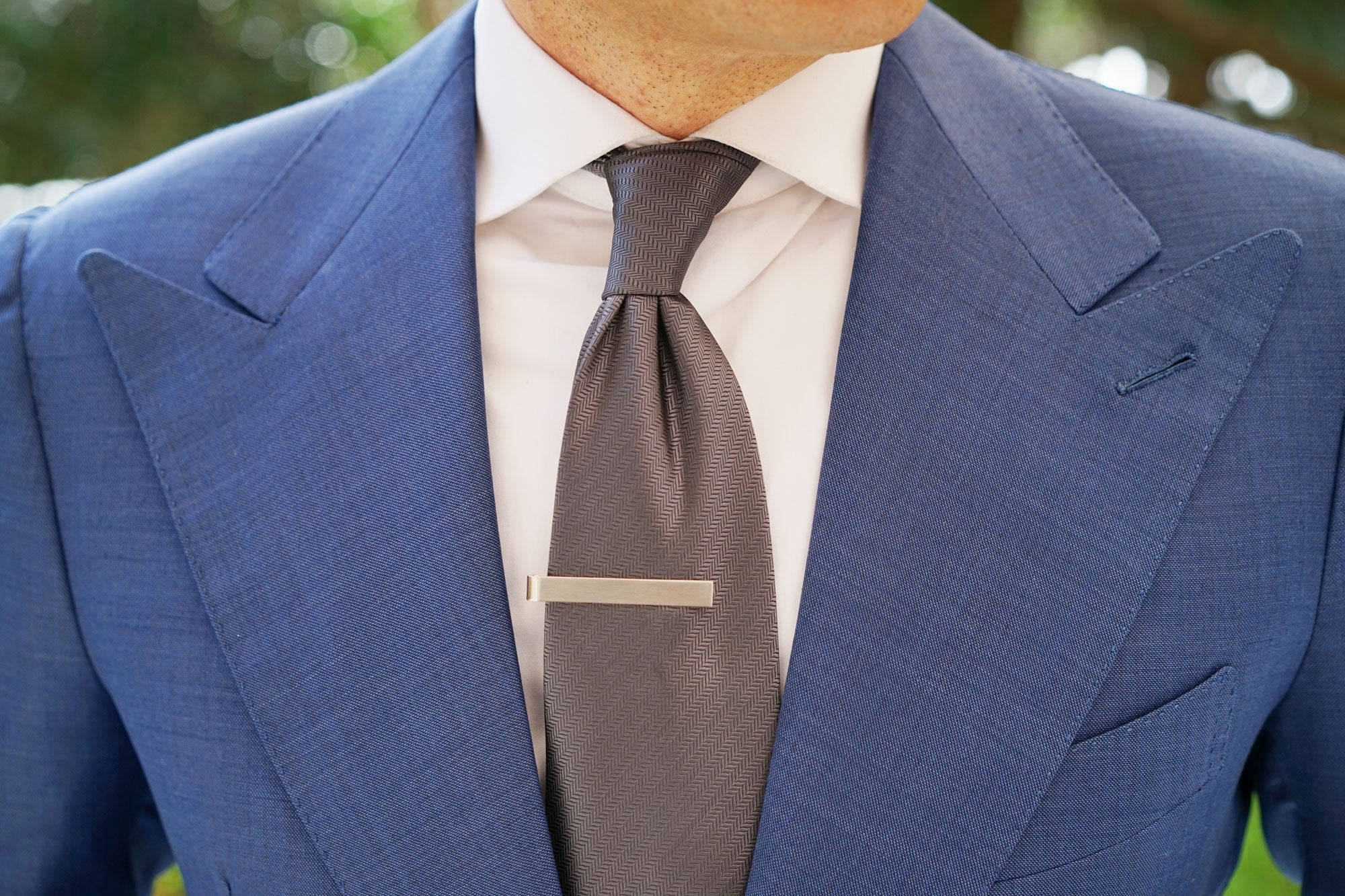 Brushed Silver Square Clasp Tie Bar Classic Tie Slide Mens Tiepin