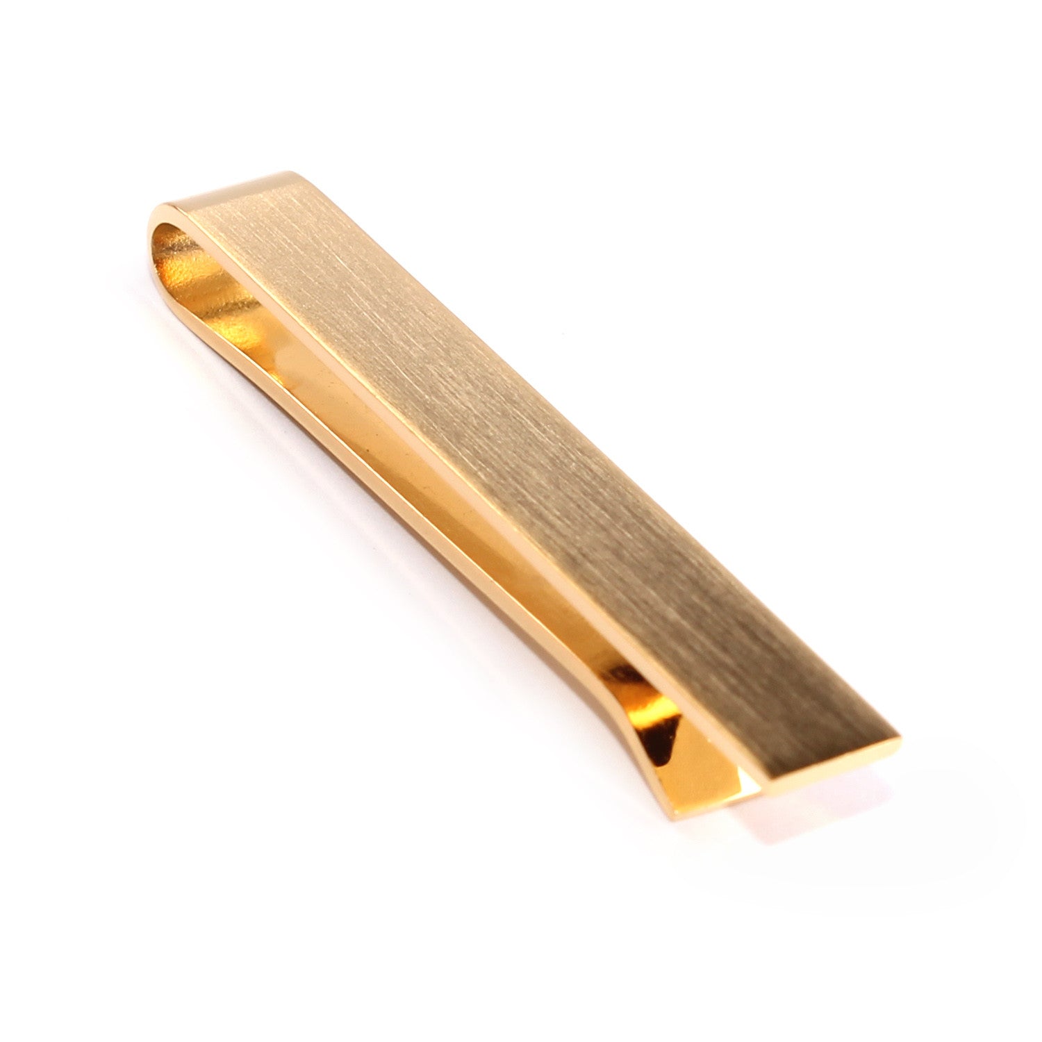 Brushed Gold Square Clasp Tie Bar Swank Tie Slide Mens Necktie Pin
