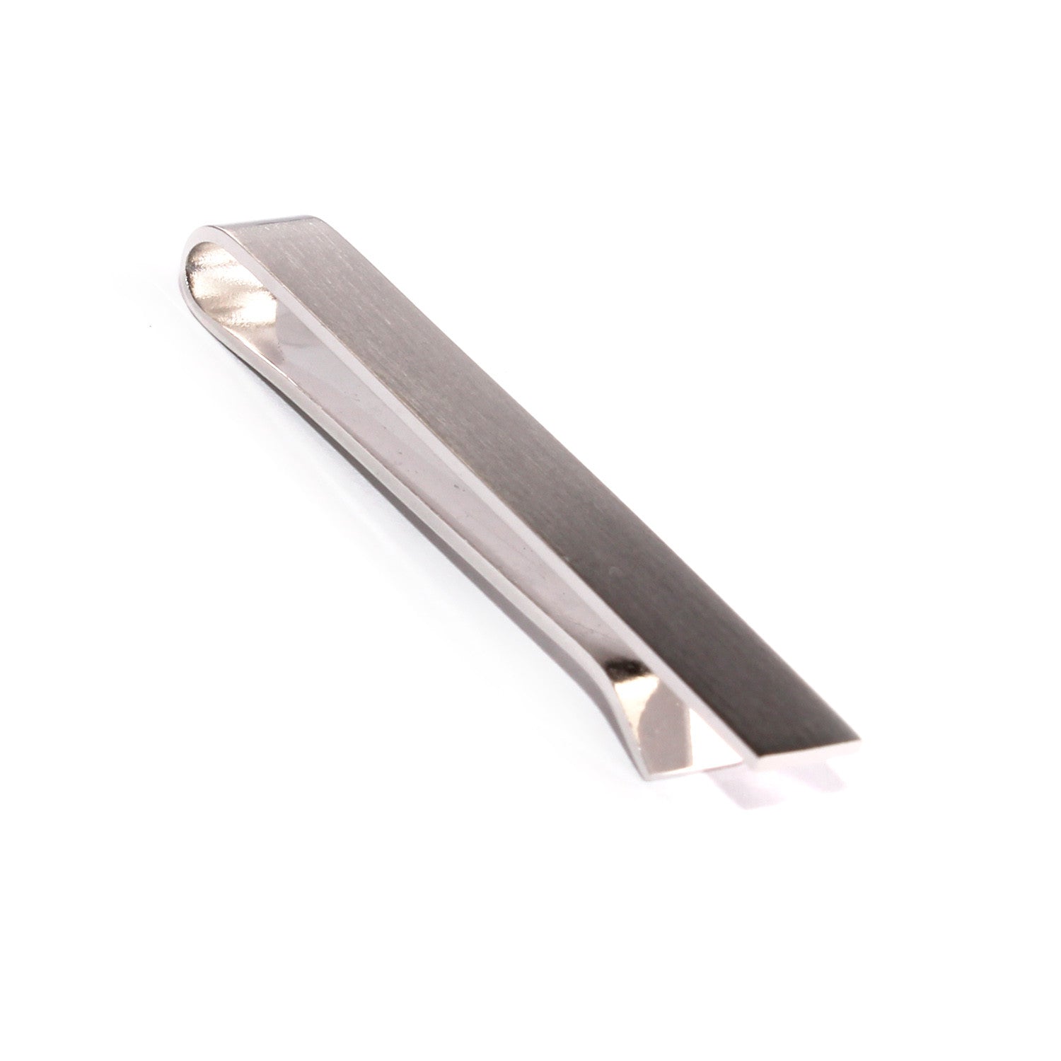 Brushed Silver Square Clasp Tie Bar Classic Tie Slide Mens Tiepin