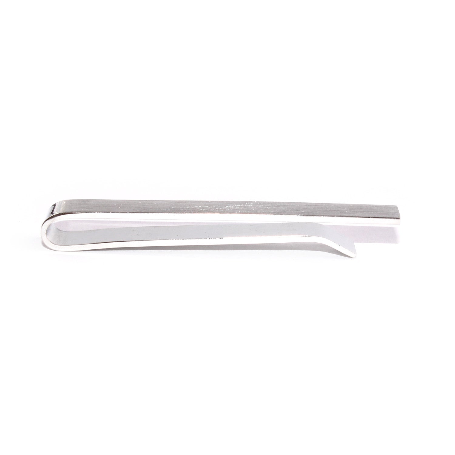 Brushed Silver Square Clasp Tie Bar