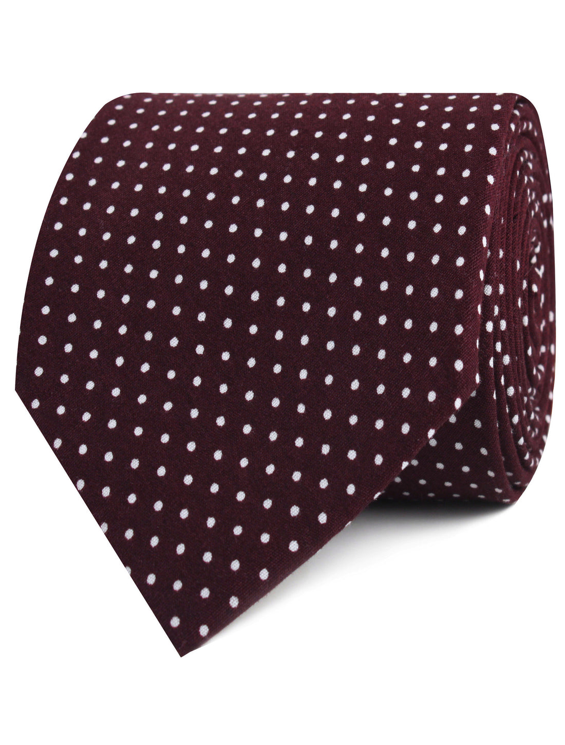 Burgundy Cotton Polkadot Necktie