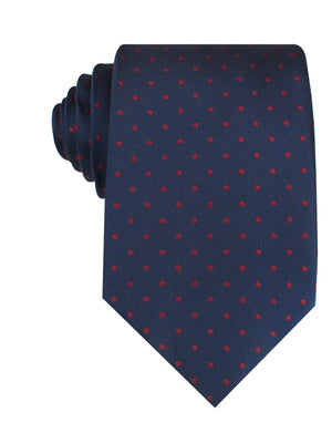 Burgundy Mini Dots on Navy Blue Necktie