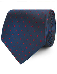 Burgundy Mini Dots on Navy Blue Neckties