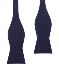 Burgundy Mini Dots on Navy Blue Self Bow Tie