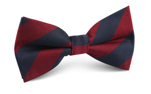 Burgundy & Navy Blue Stripes Bow Tie