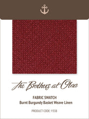 Burnt Burgundy Basket Weave Linen Y338 Fabric Swatch