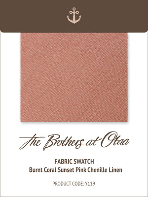 Fabric Swatch (Y119) - Burnt Coral Sunset Pink Chenille Linen