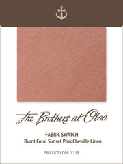 Burnt Coral Sunset Pink Chenille Linen Y119 Fabric Swatch