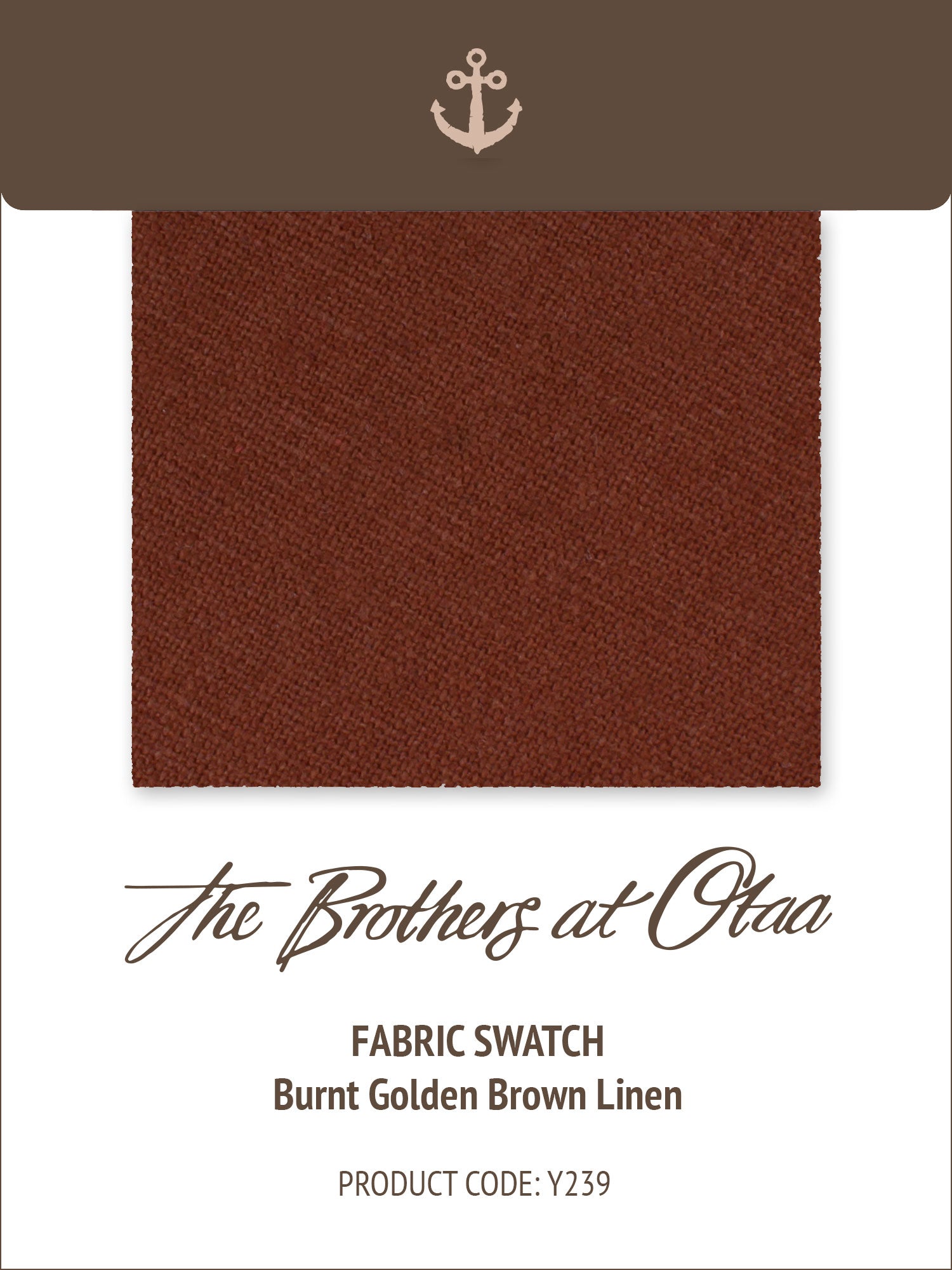 Burnt Golden Brown Linen Y239 Fabric Swatch