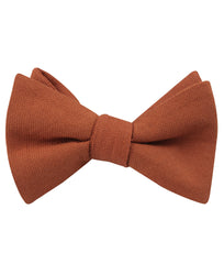 Burnt Terracotta Orange Linen Self Tied Bow Tie