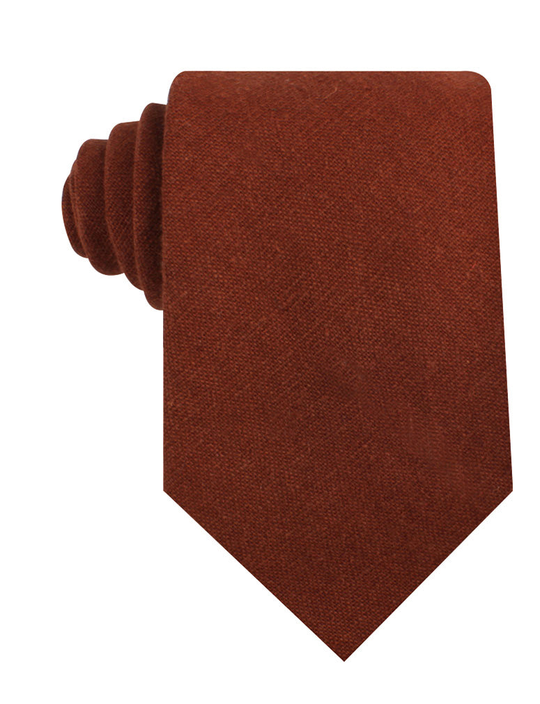 Burnt Golden Brown Linen Necktie