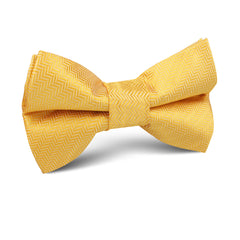Butterscotch Yellow Herringbone Chevron Kids Bow Tie