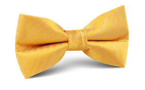 Butterscotch Yellow Herringbone Chevron Bow Tie