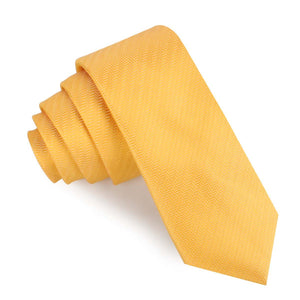Butterscotch Yellow Herringbone Chevron Skinny Tie