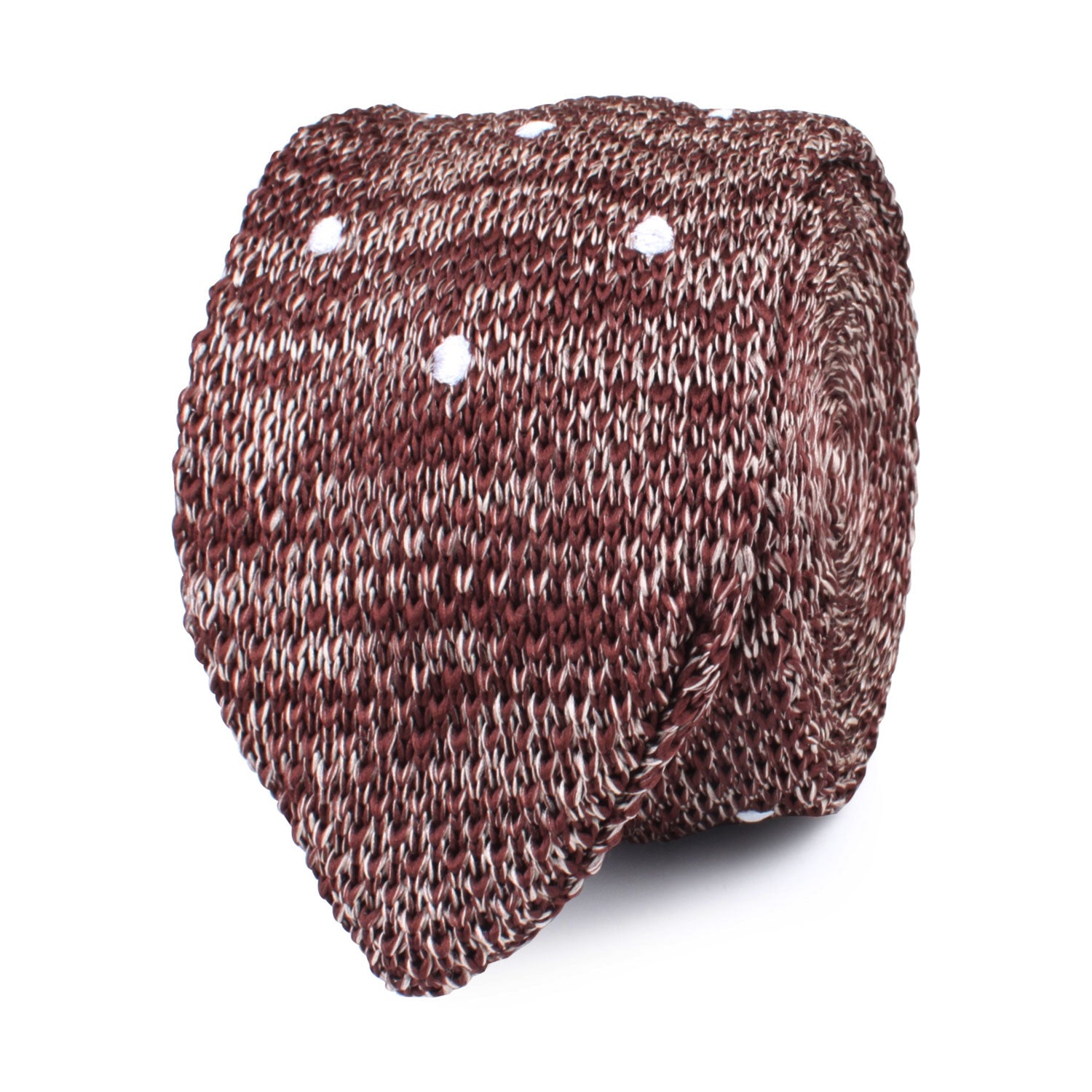 Cambay Brown Polka Dot Knitted Tie