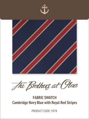 Fabric Swatch (Y078) - Cambridge Navy Blue with Royal Red Stripes