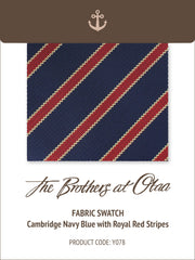Cambridge Navy Blue with Royal Red Stripes Y078 Fabric Swatch