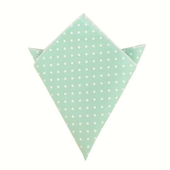 Cambridge Blue Cotton with Mini White Polka Dots Pocket Square