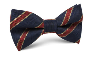 Cambridge Navy Blue with Royal Red Stripes Bow Tie