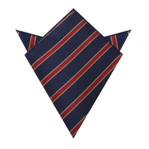 Cambridge Navy Blue with Royal Red Stripes Pocket Square