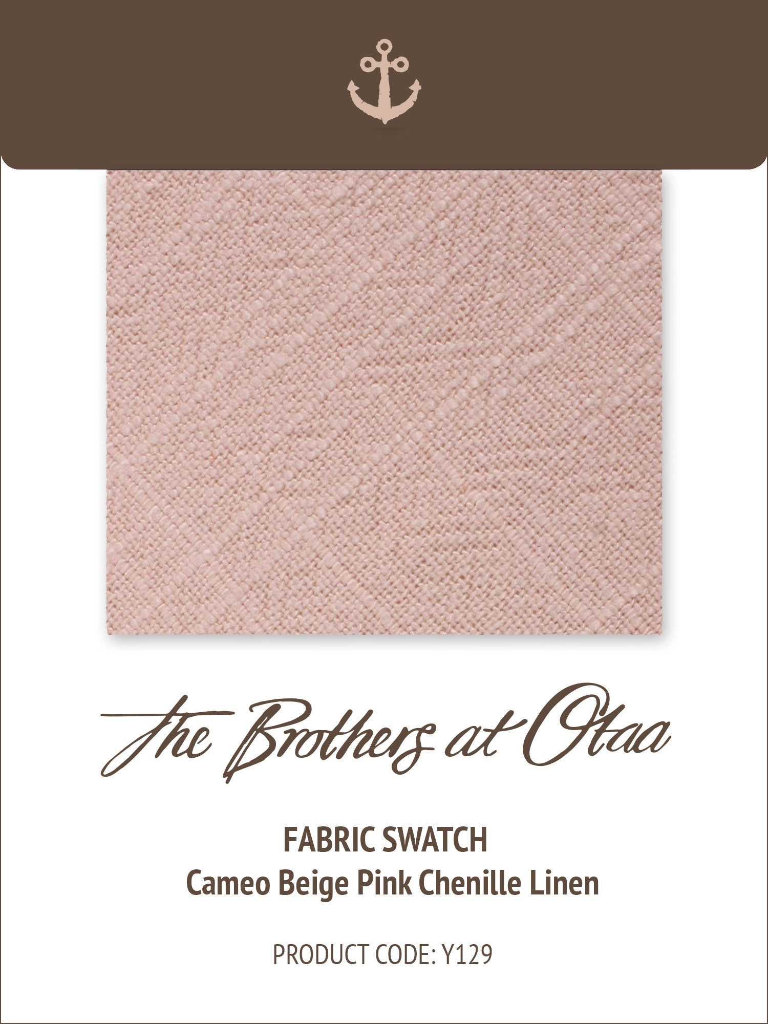 Cameo Beige Pink Chenille Linen Y129 Fabric Swatch
