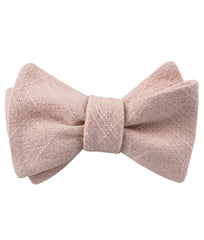 Cameo Beige Pink Chenille Linen Self Tie Bow Tie