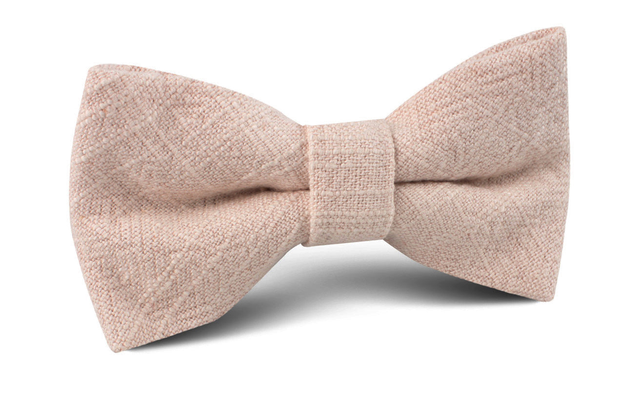 Cameo Beige Pink Chenille Linen Bow Tie