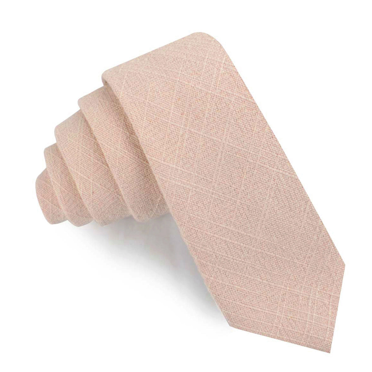 Cameo Beige Pink Chenille Linen Skinny Tie
