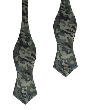 Camouflage Army Green Diamond Self Bow Tie