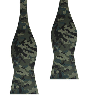 Camouflage Army Green Self Bow Tie