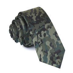 Camouflage Army Green Skinny Tie