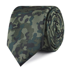 Camouflage Army Green Slim Tie