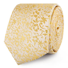 Canary Yellow Floral Fields Skinny Ties