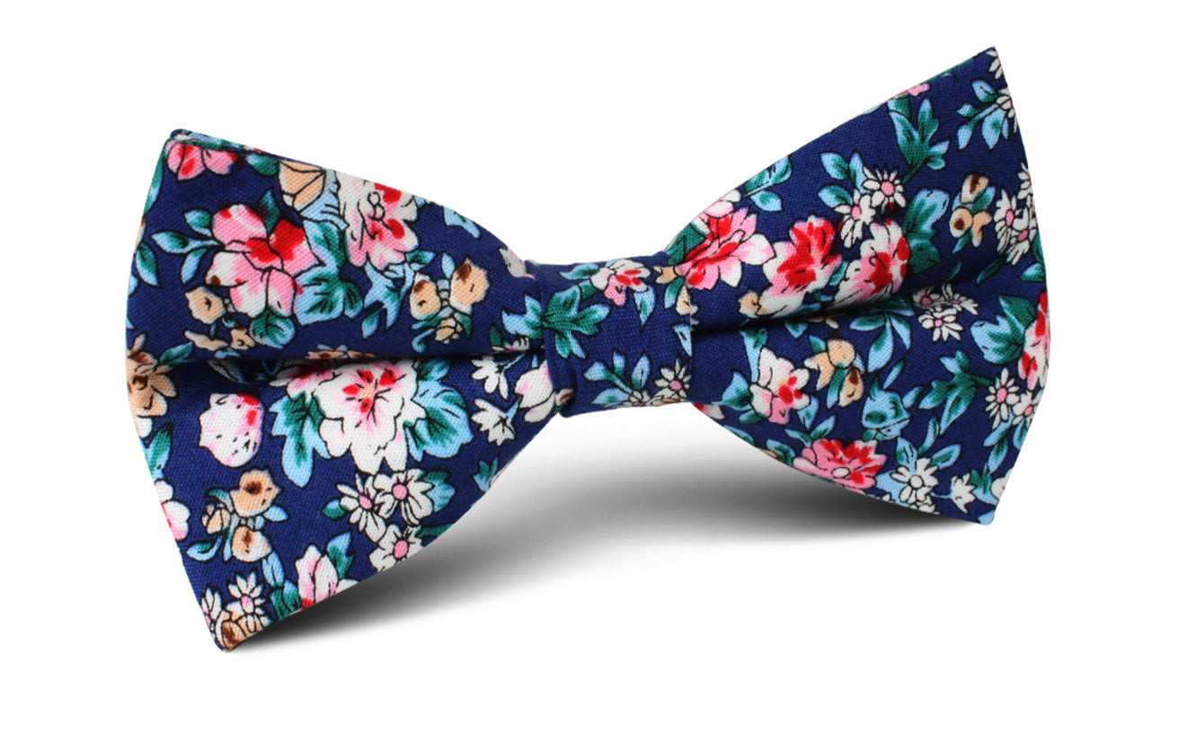 Cancún Blue Floral Bow Tie