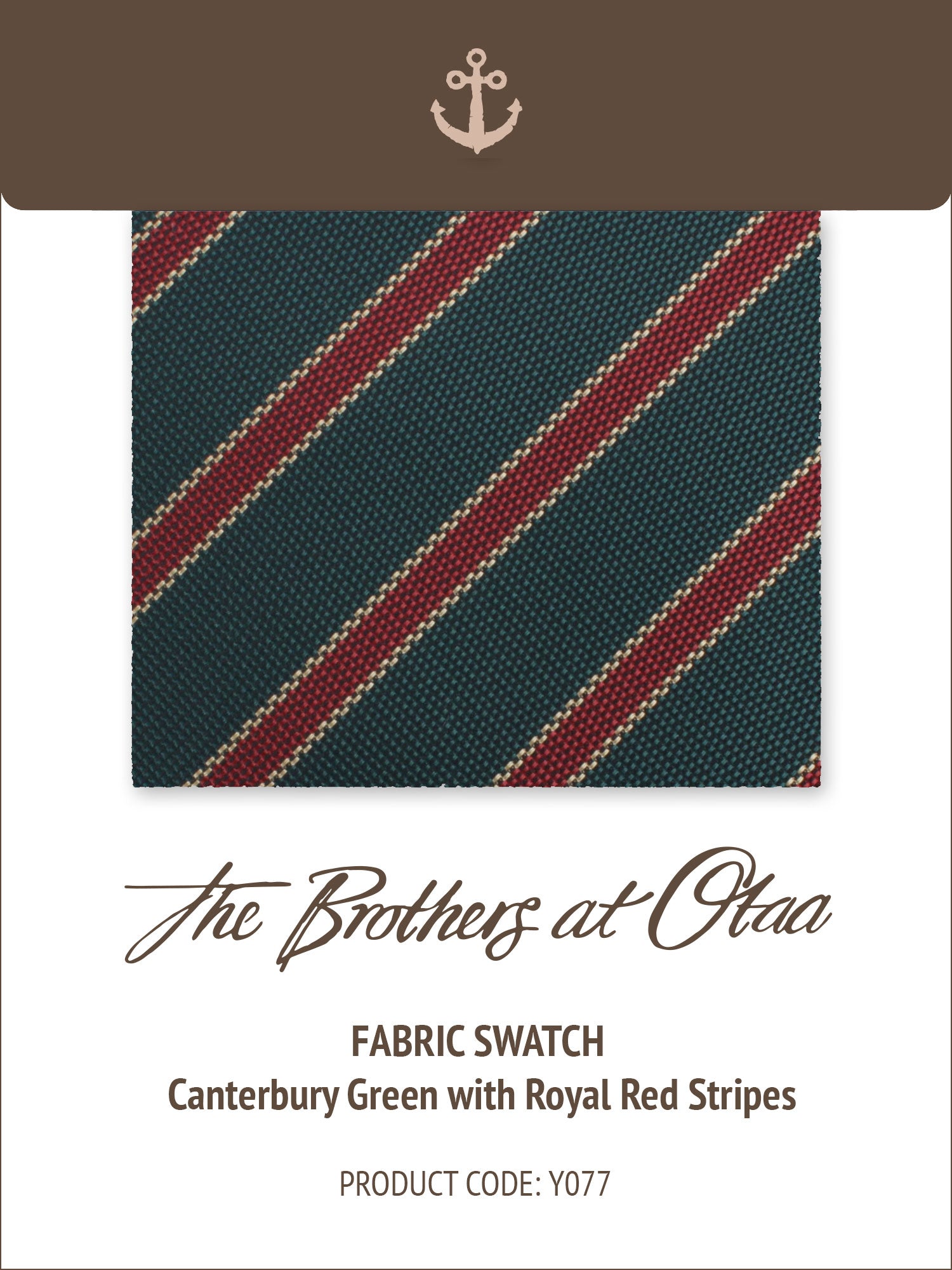 Canterbury Green with Royal Red Stripes Y077 Fabric Swatch
