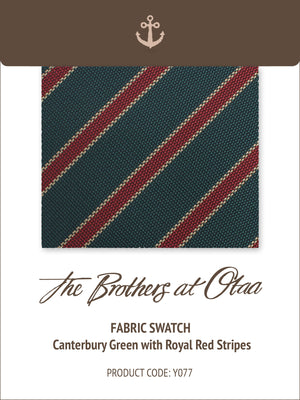 Fabric Swatch (Y077) - Canterbury Green with Royal Red Stripes