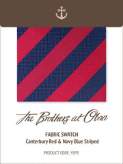 Canterbury Red with Navy Striped Y095 Fabric Swatch