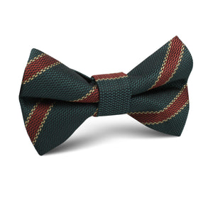 Canterbury Green with Royal Red Stripes Kids Bow Tie