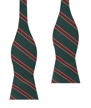 Canterbury Green with Royal Red Stripes Self Bow Tie