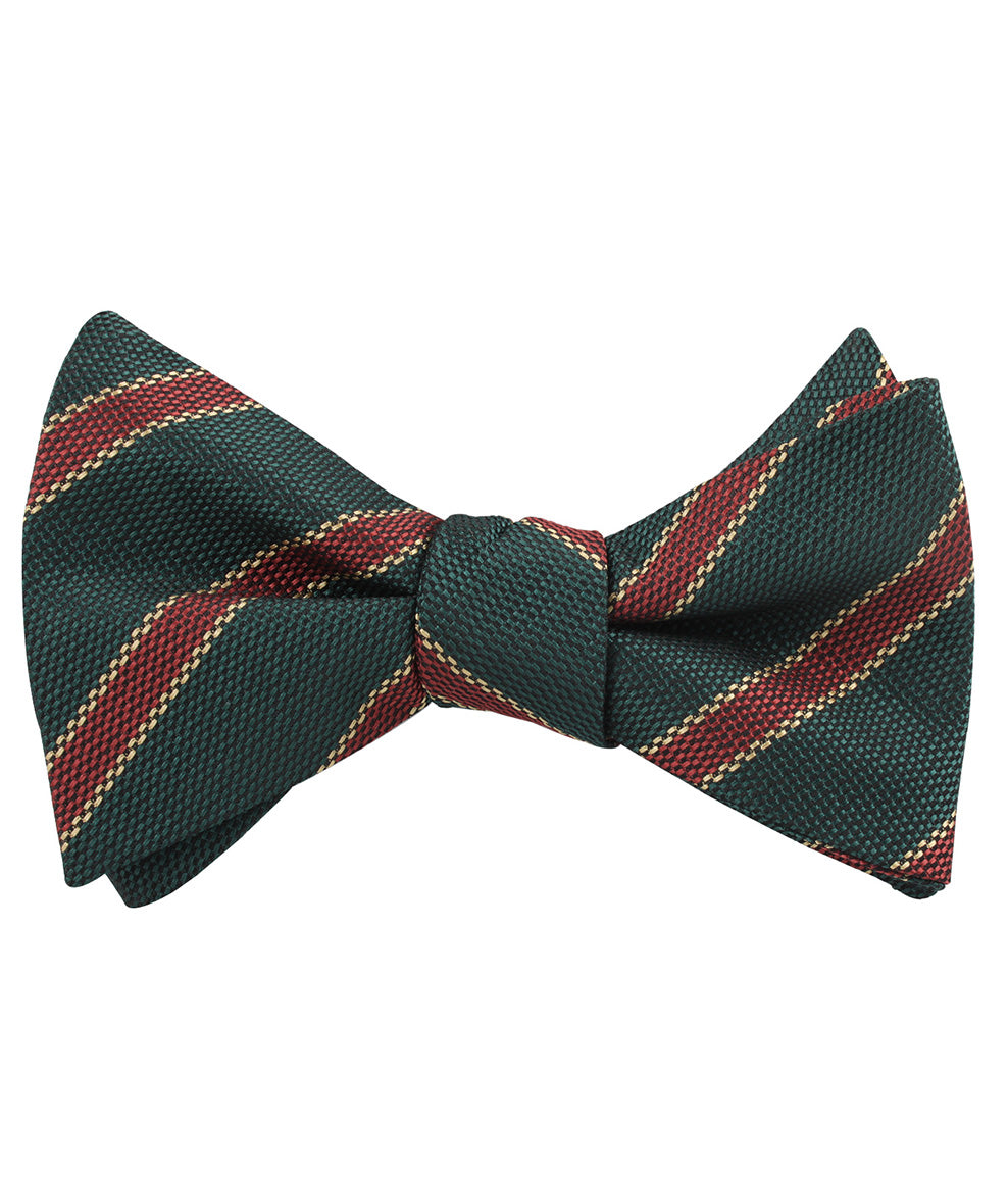 Canterbury Green with Royal Red Stripes Self Tied Bow Tie