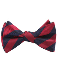 Canterbury Red & Navy Blue Striped Self Bow Tie Folded Up