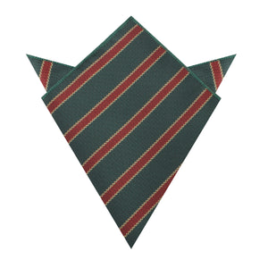 Canterbury Green with Royal Red Stripes Pocket Square